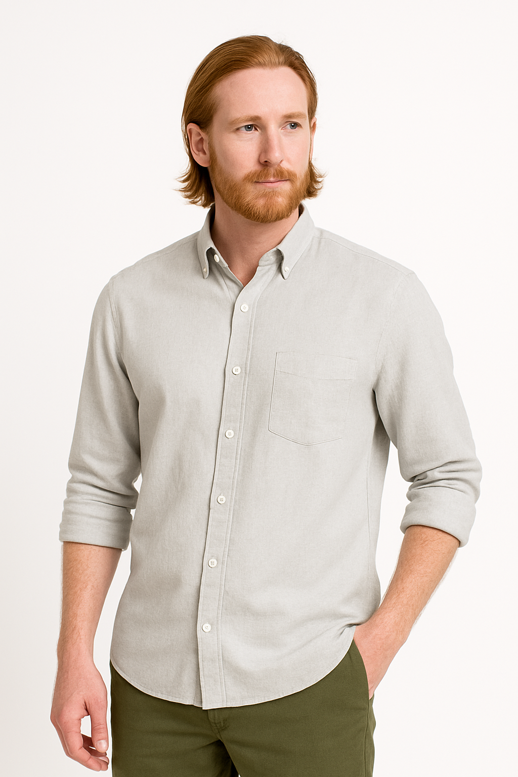Ohope PALE GREEN Irish Linen Shirt