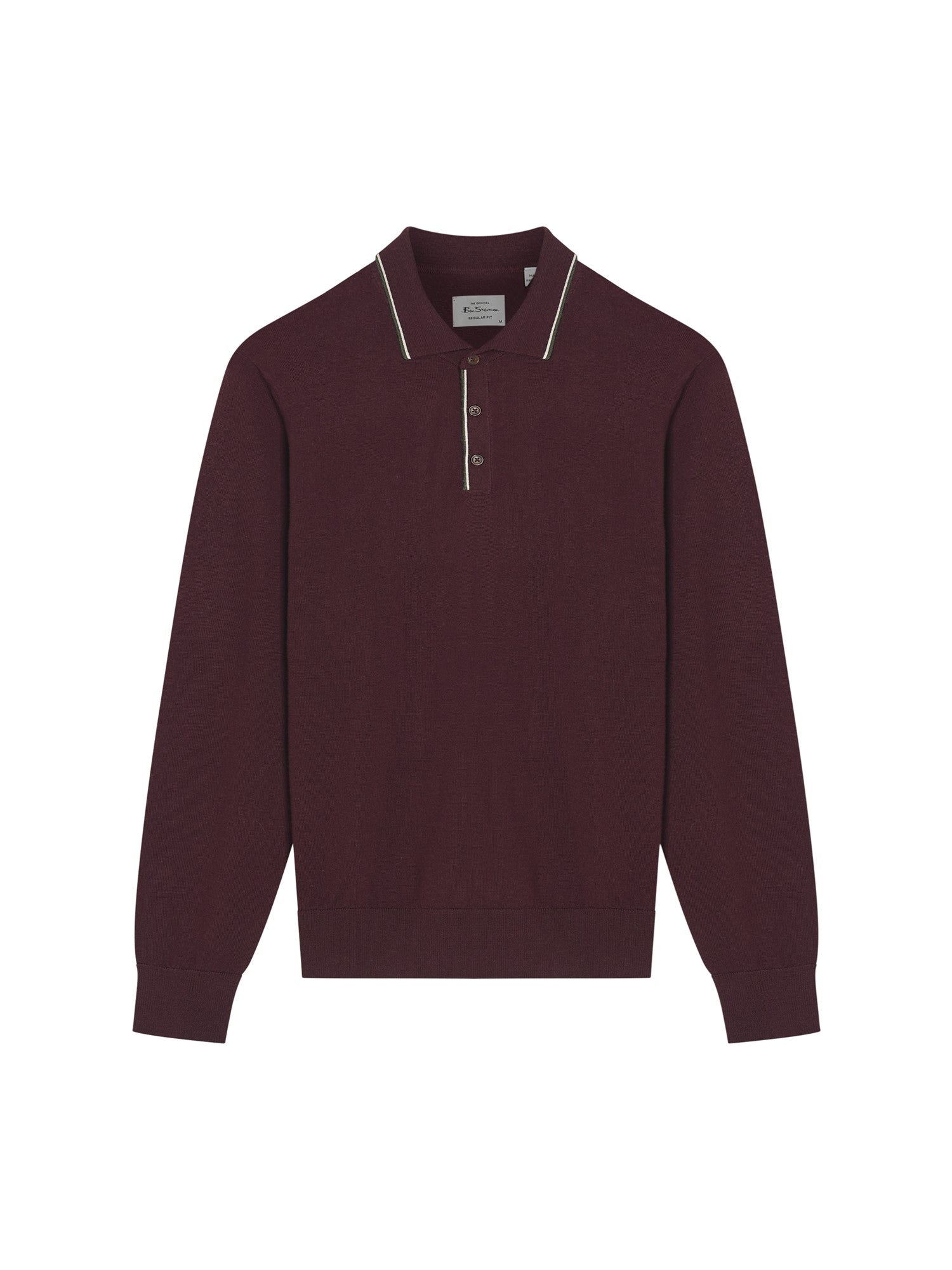 Tipped Merino Polo DARK WINE