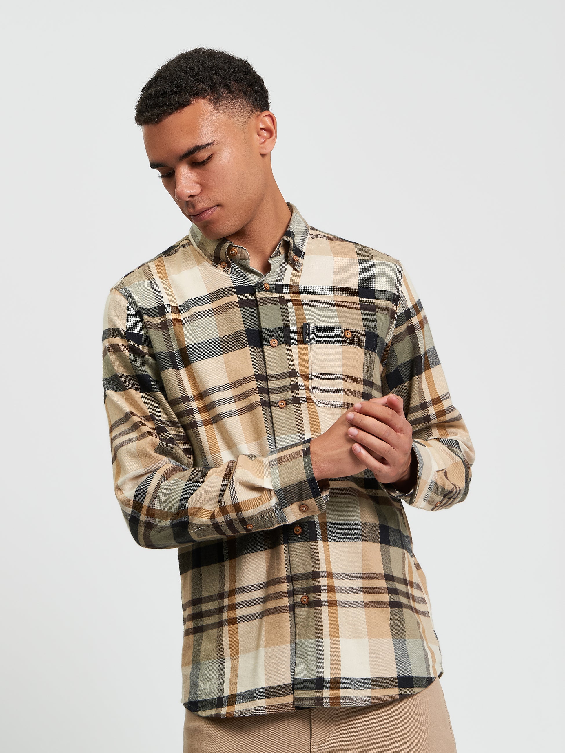 Brushed Check Shirt SAND
