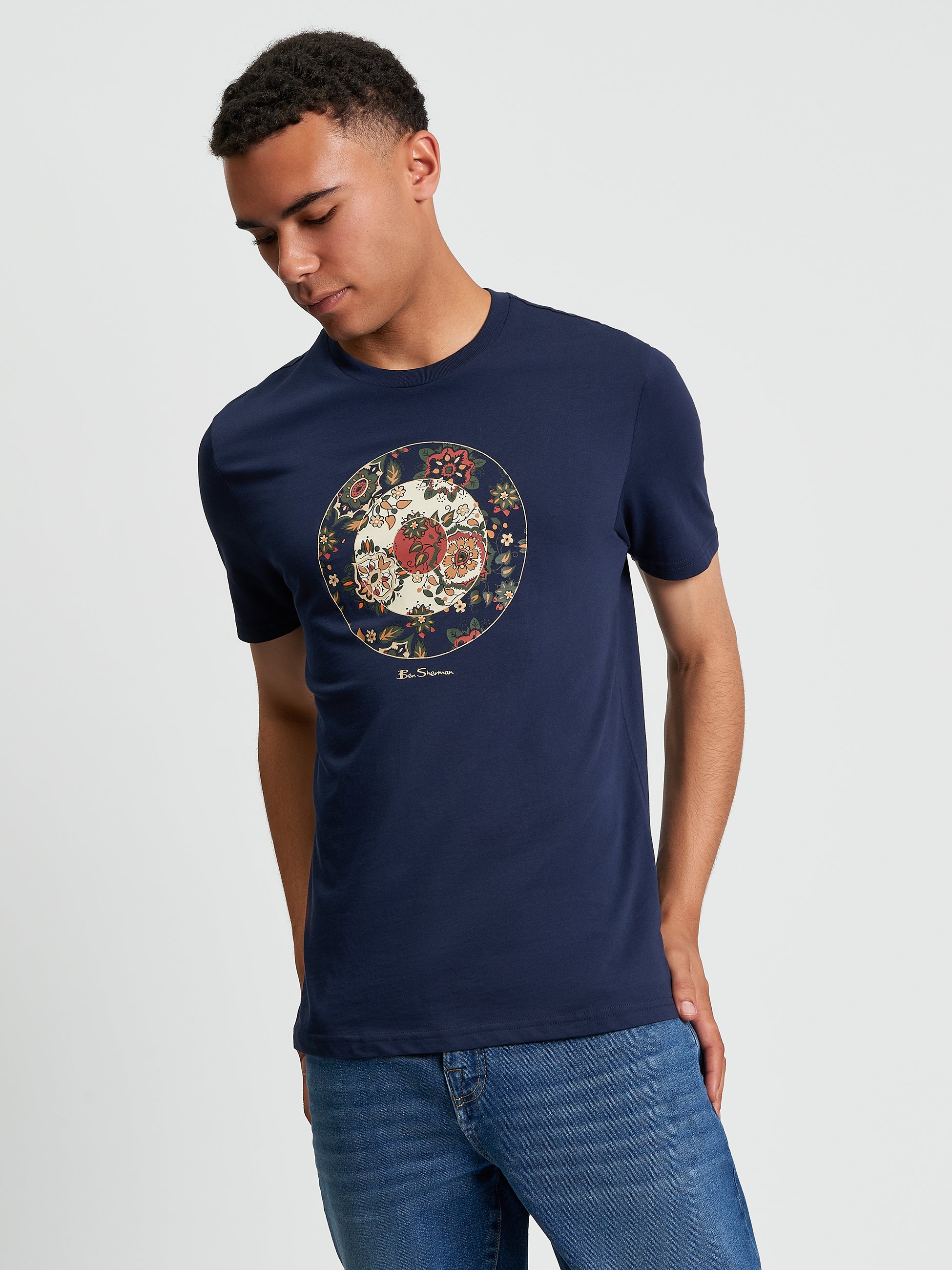Floral Target T-Shirt DARK NAVY