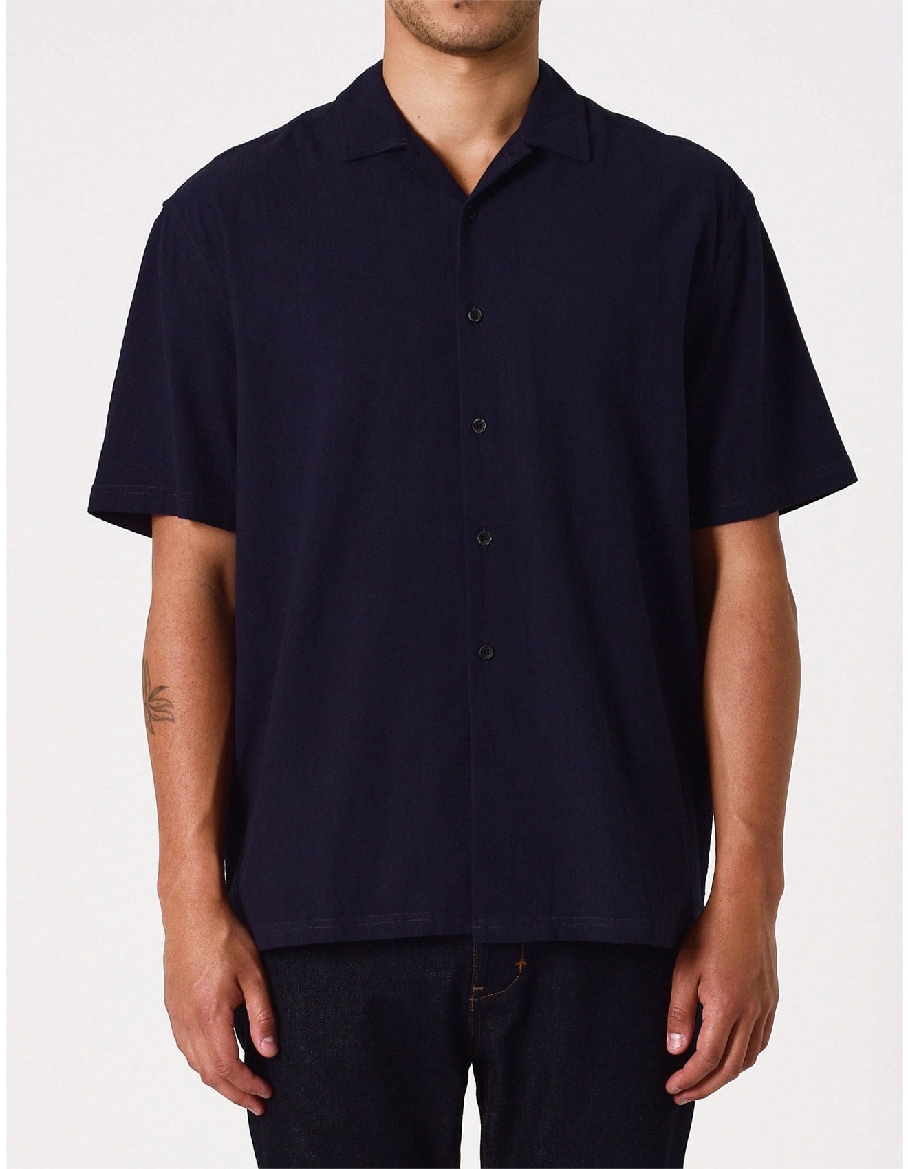 Cotton Crepe Shirt Navy