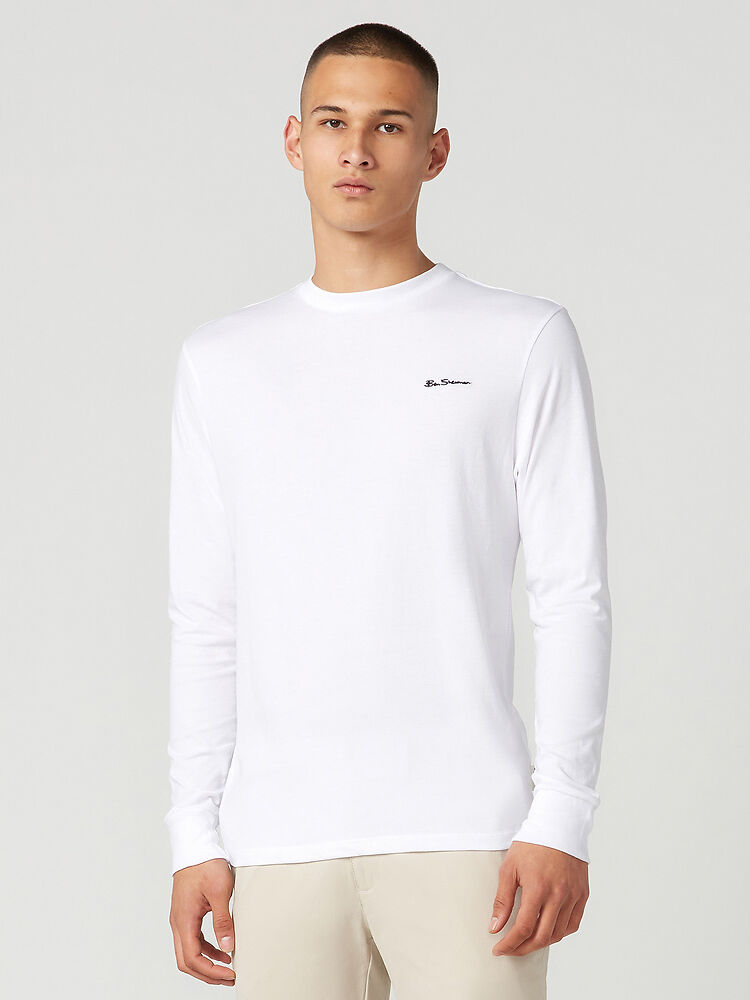 LS chest embroidery tee white