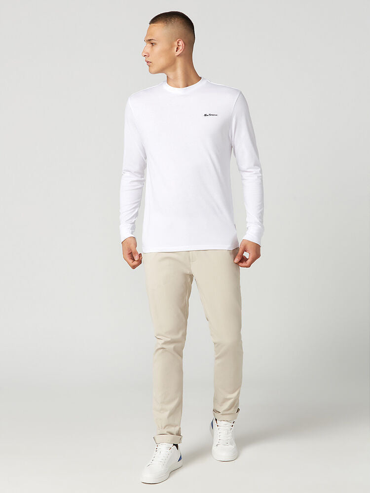 LS chest embroidery tee white