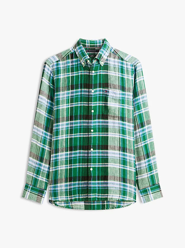 LINEN MADRAS SHIRT NOUVEAU GREEN/CHECK