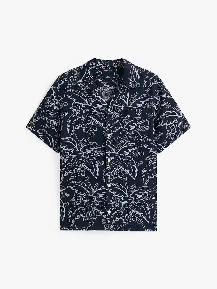 linen Print SS Shirt DESERT SKY/AOVER
