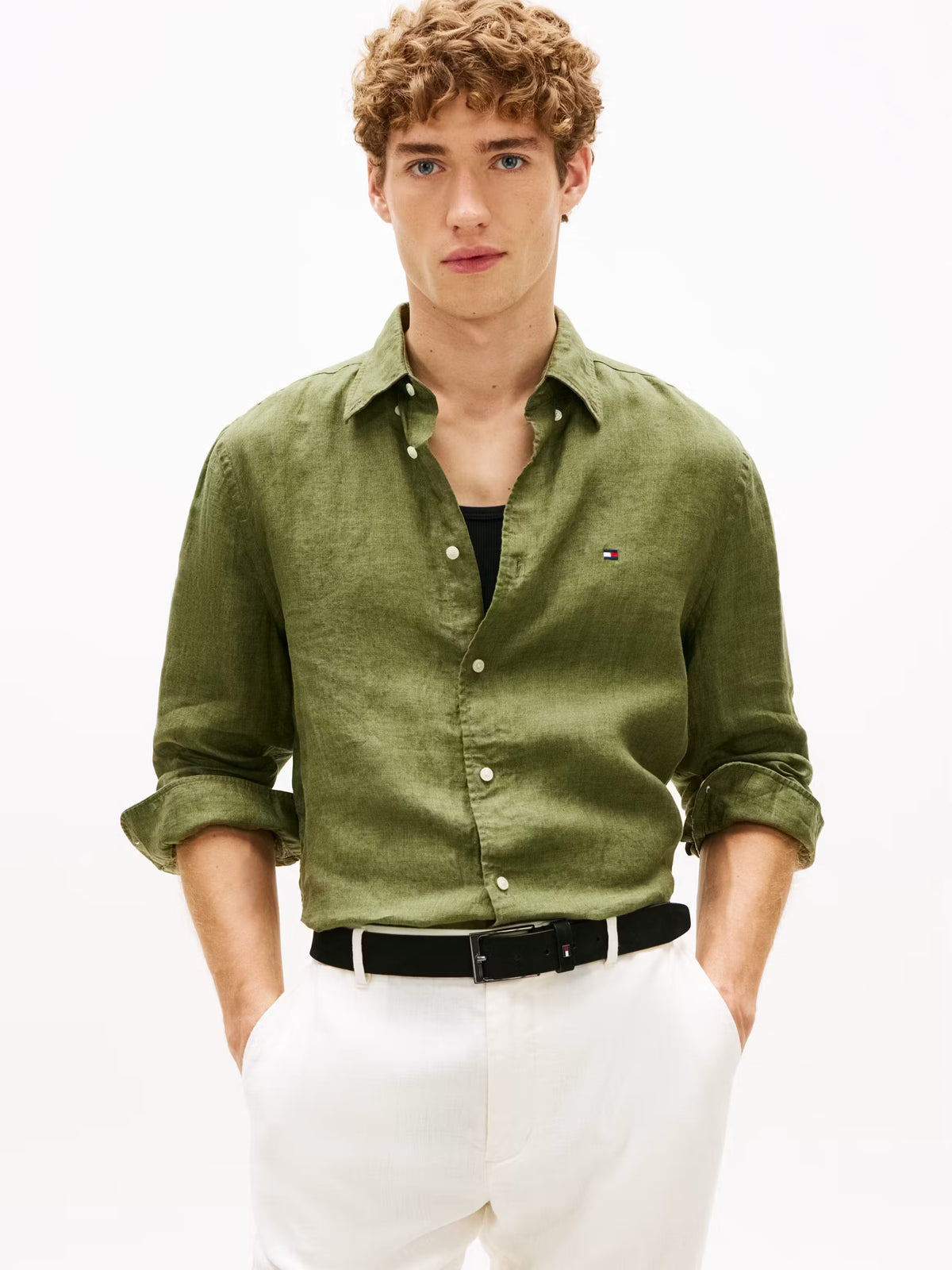 PIG DYE LINEN SHIRT DARK ARTICHOKE