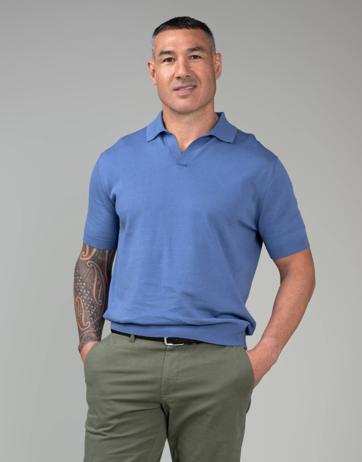 Amalfi Knitted Polo CHINA BLUE