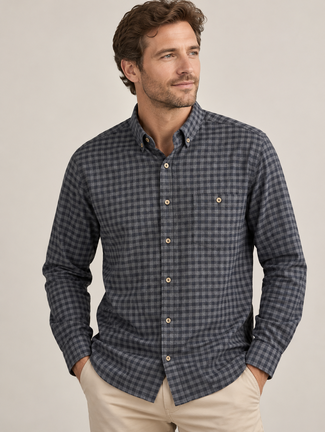 Lichfield Oxford Charcoal Check Shirt