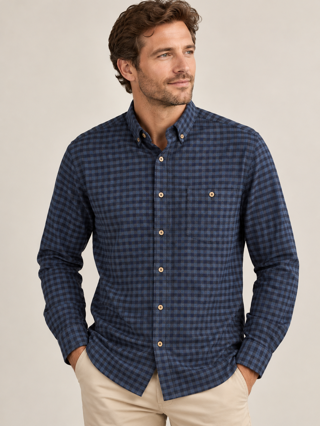 Lichfield Oxford Navy Check Shirt