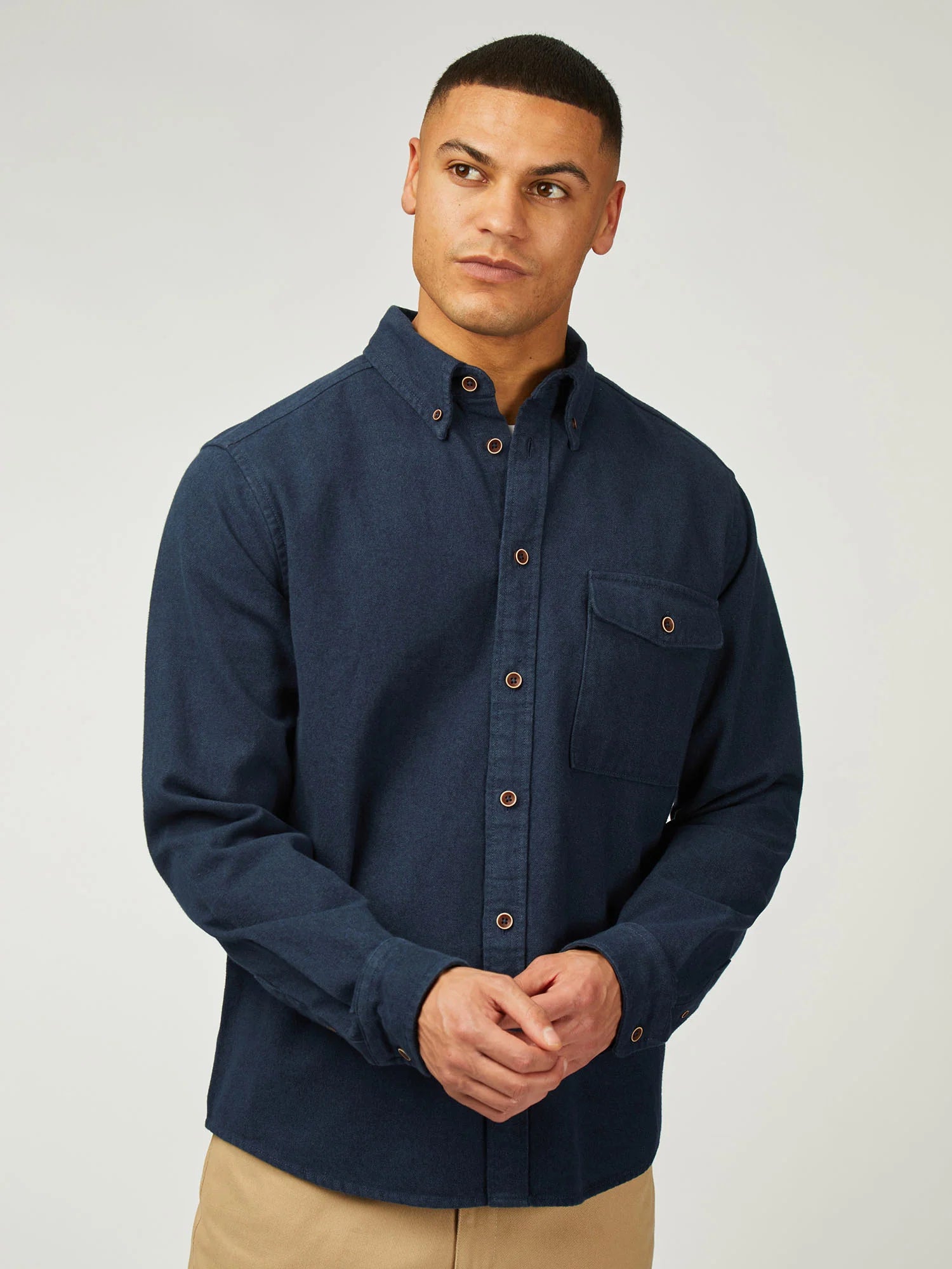 Brushed overshirt Dark Navy