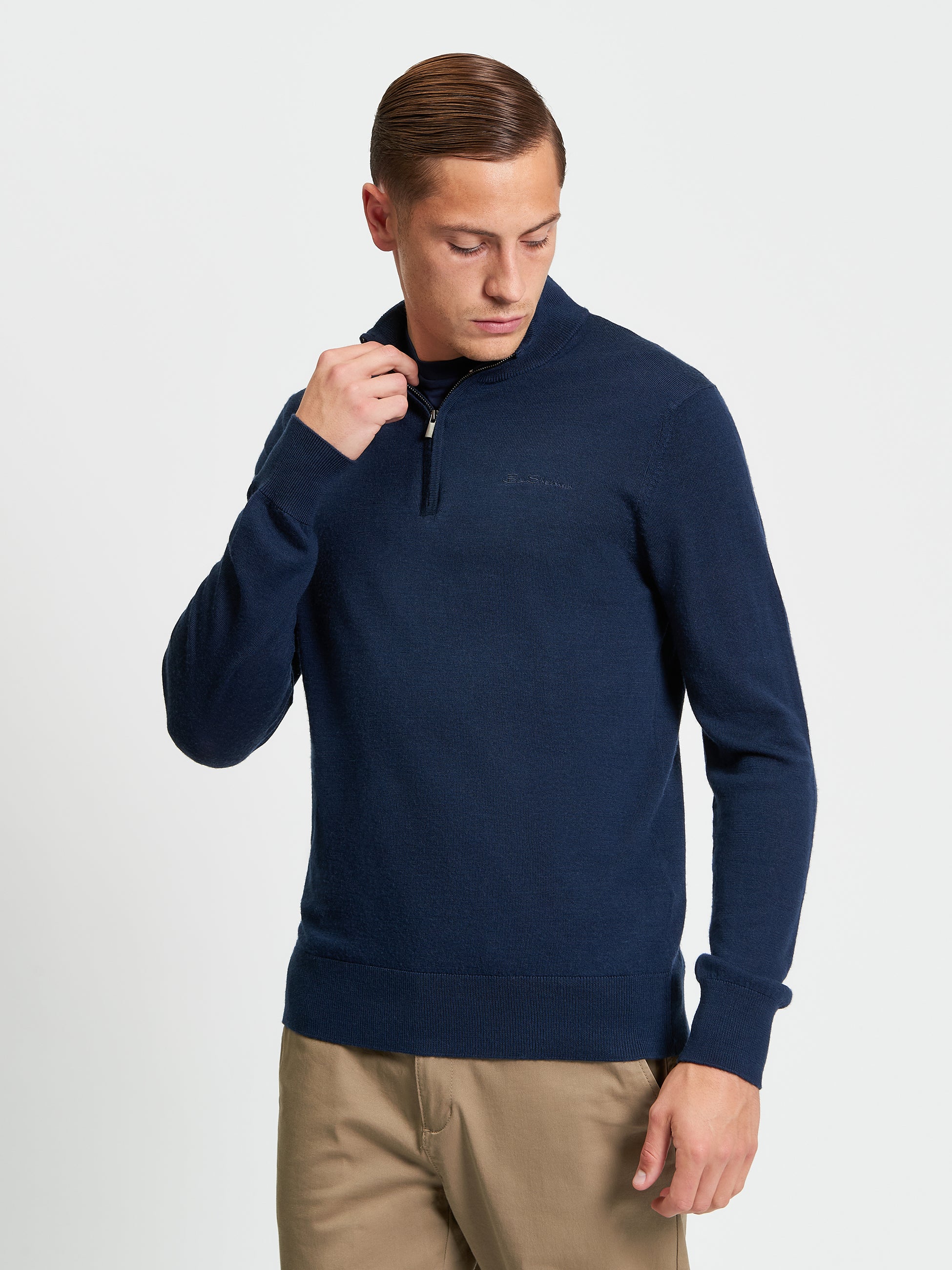Merino Half Zip Sweater DARK NAVY