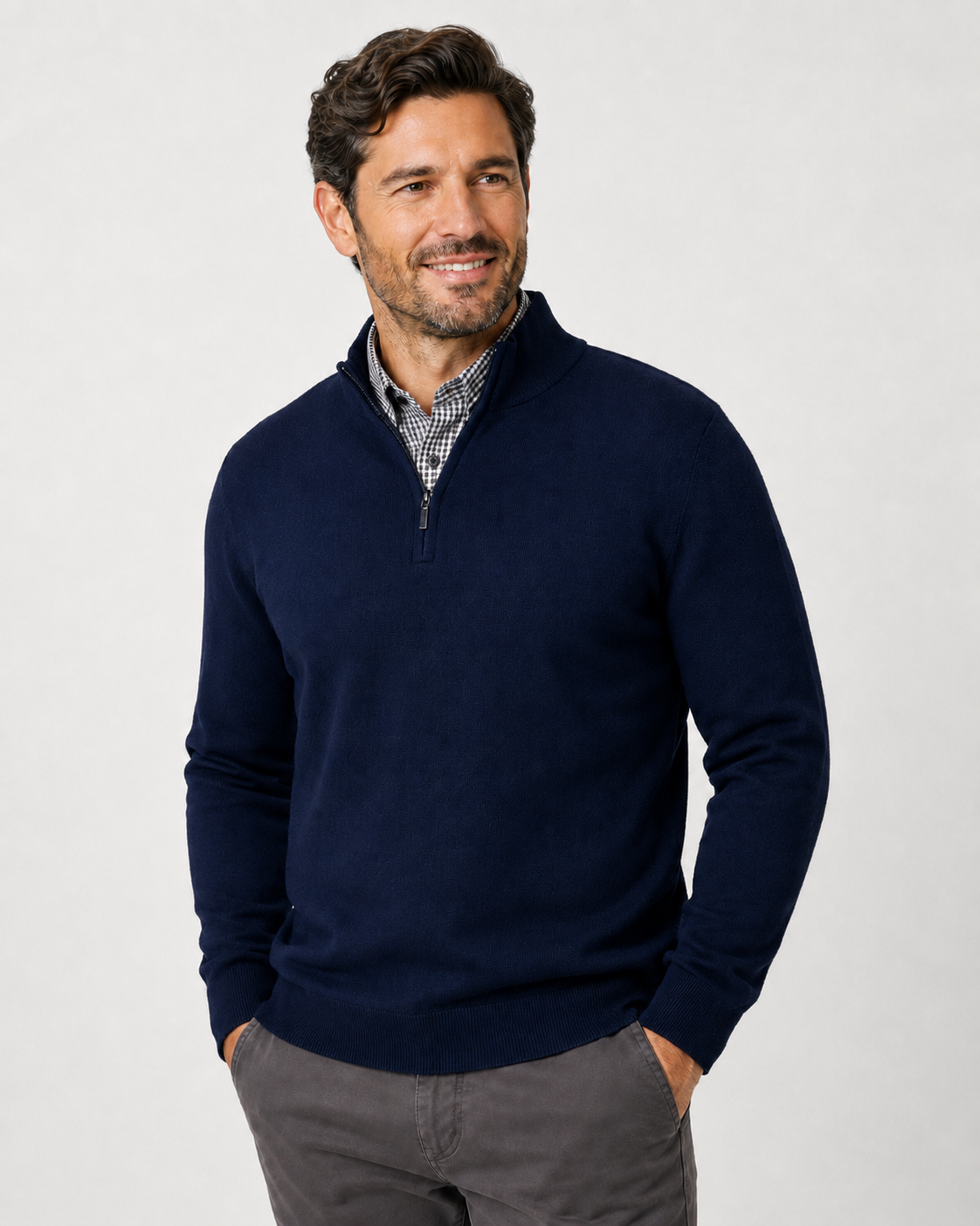 Lichfield Men's Merino Quarter Zip Sweater - Navy