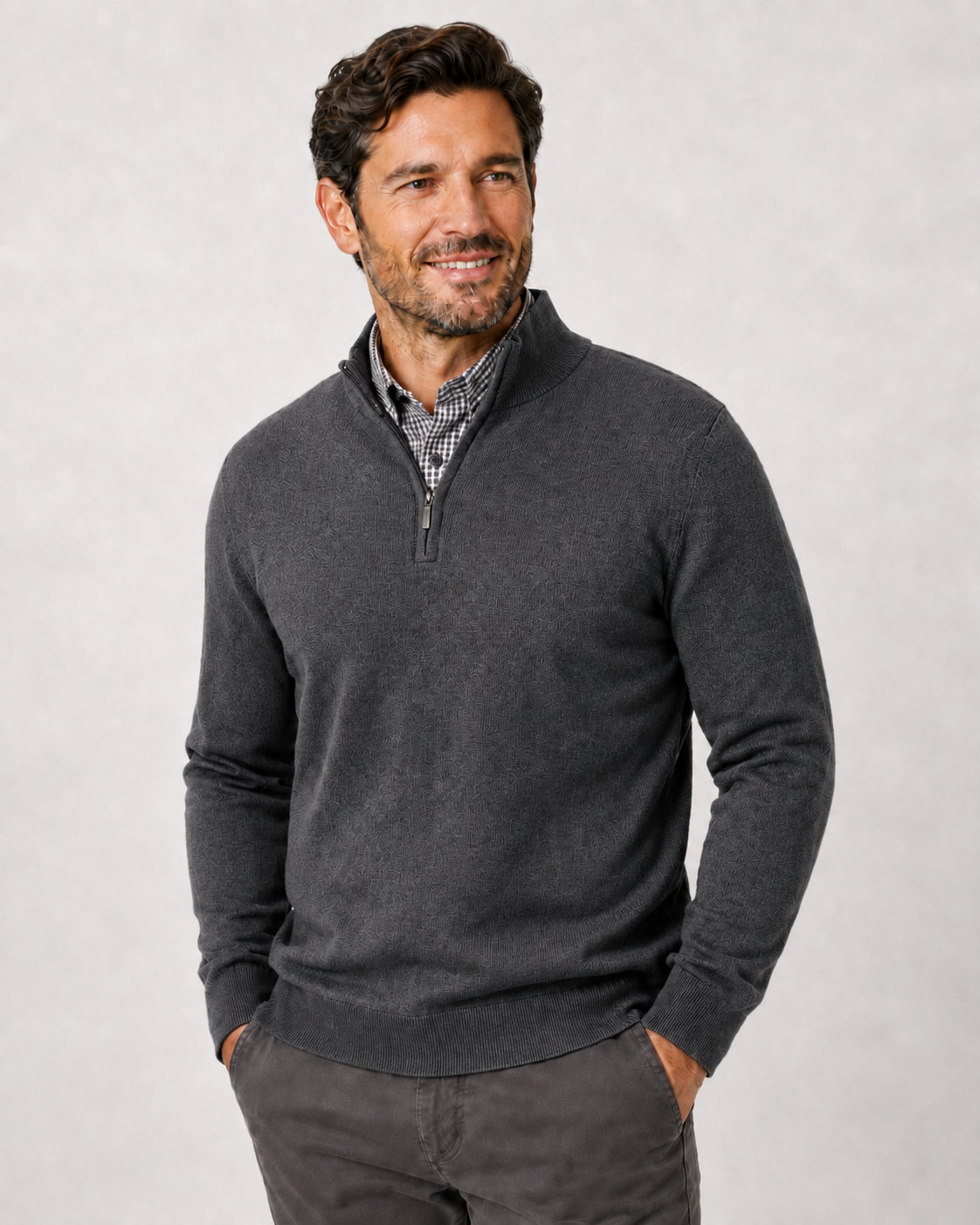Lichfield Men's Merino Quarter Zip Sweater - Grey