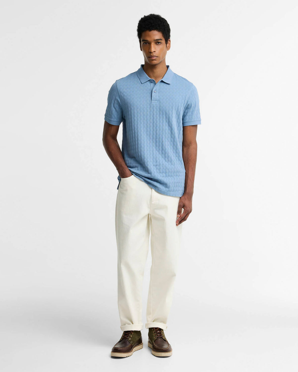 Barbour Faversham Tailored Textured Polo TARN BLUE