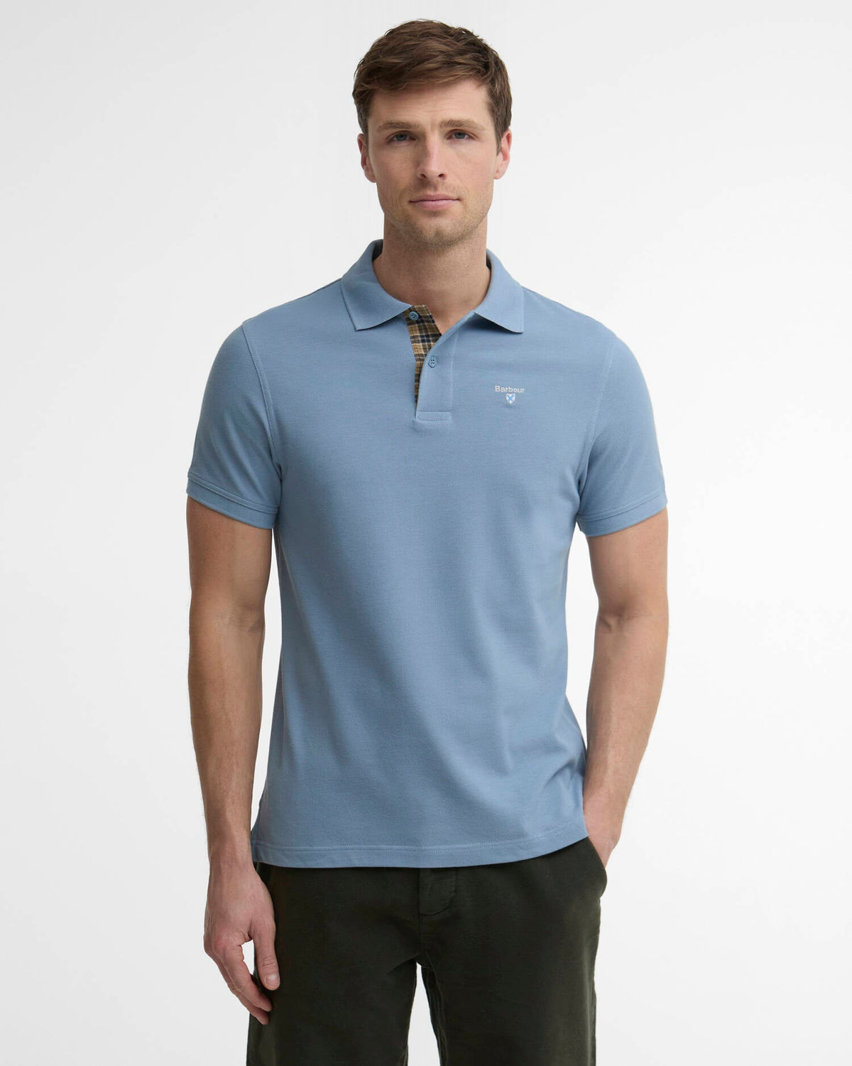 Barbour Tartan Pique Polo TARN BLUE