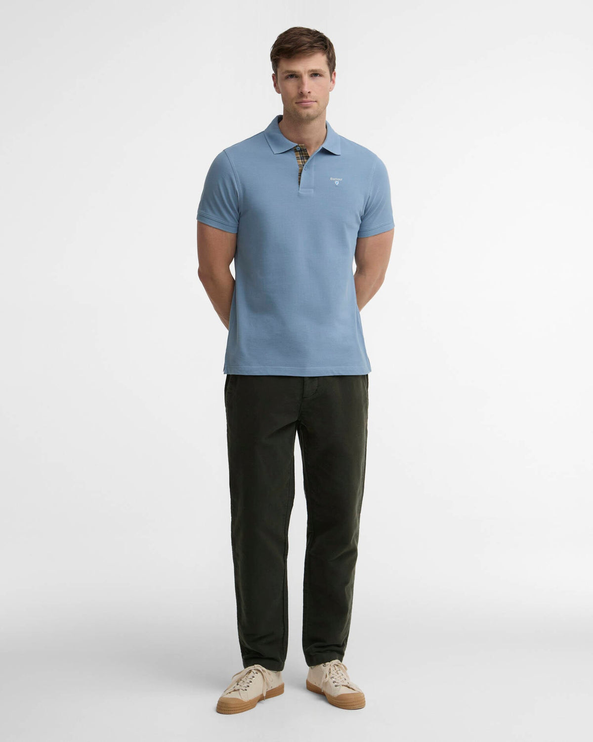 Barbour Tartan Pique Polo TARN BLUE