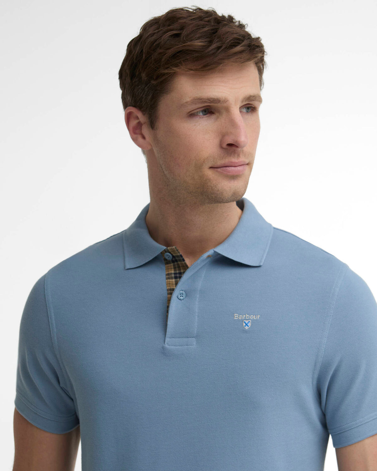 Barbour Tartan Pique Polo TARN BLUE