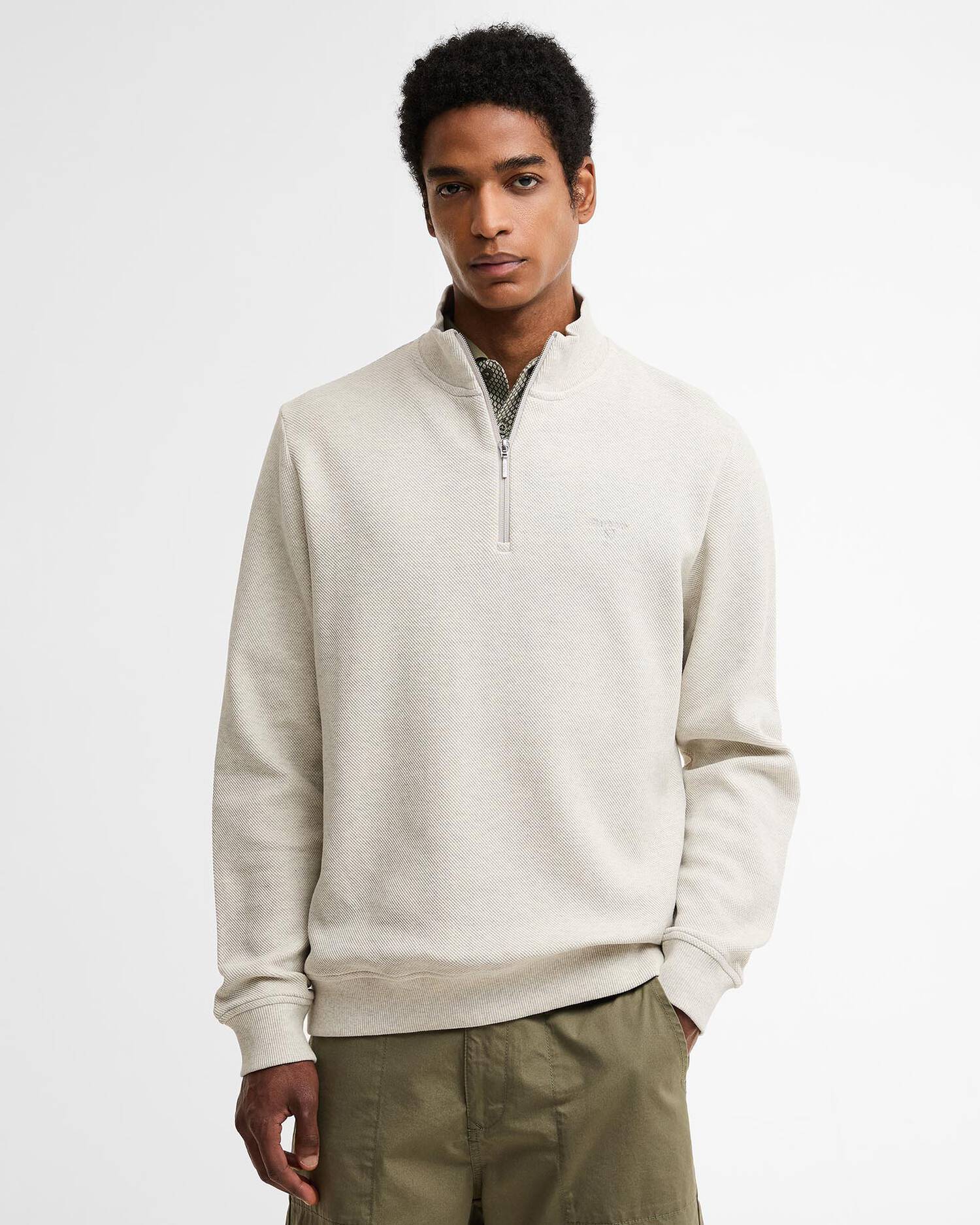 Barbour Ravensworth Half Zip Sweatshirt Ecru Marl