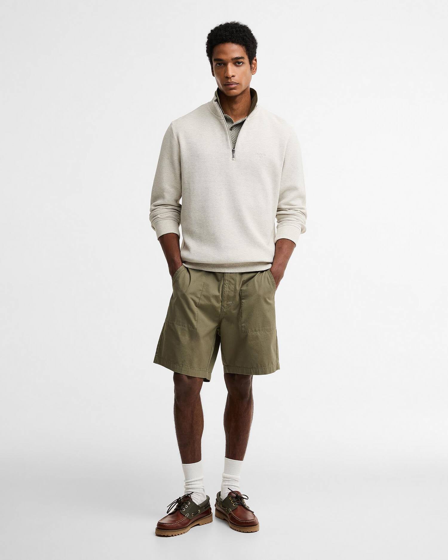 Barbour Ravensworth Half Zip Sweatshirt Ecru Marl