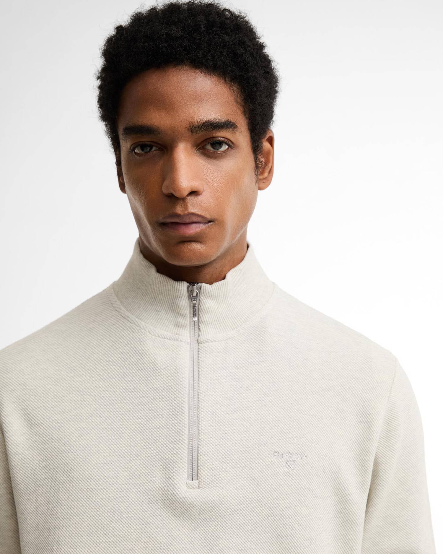 Barbour Ravensworth Half Zip Sweatshirt Ecru Marl