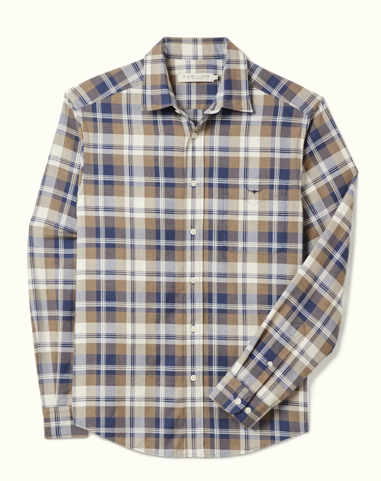 Classic Brushed check shirt Brown/navy/wht