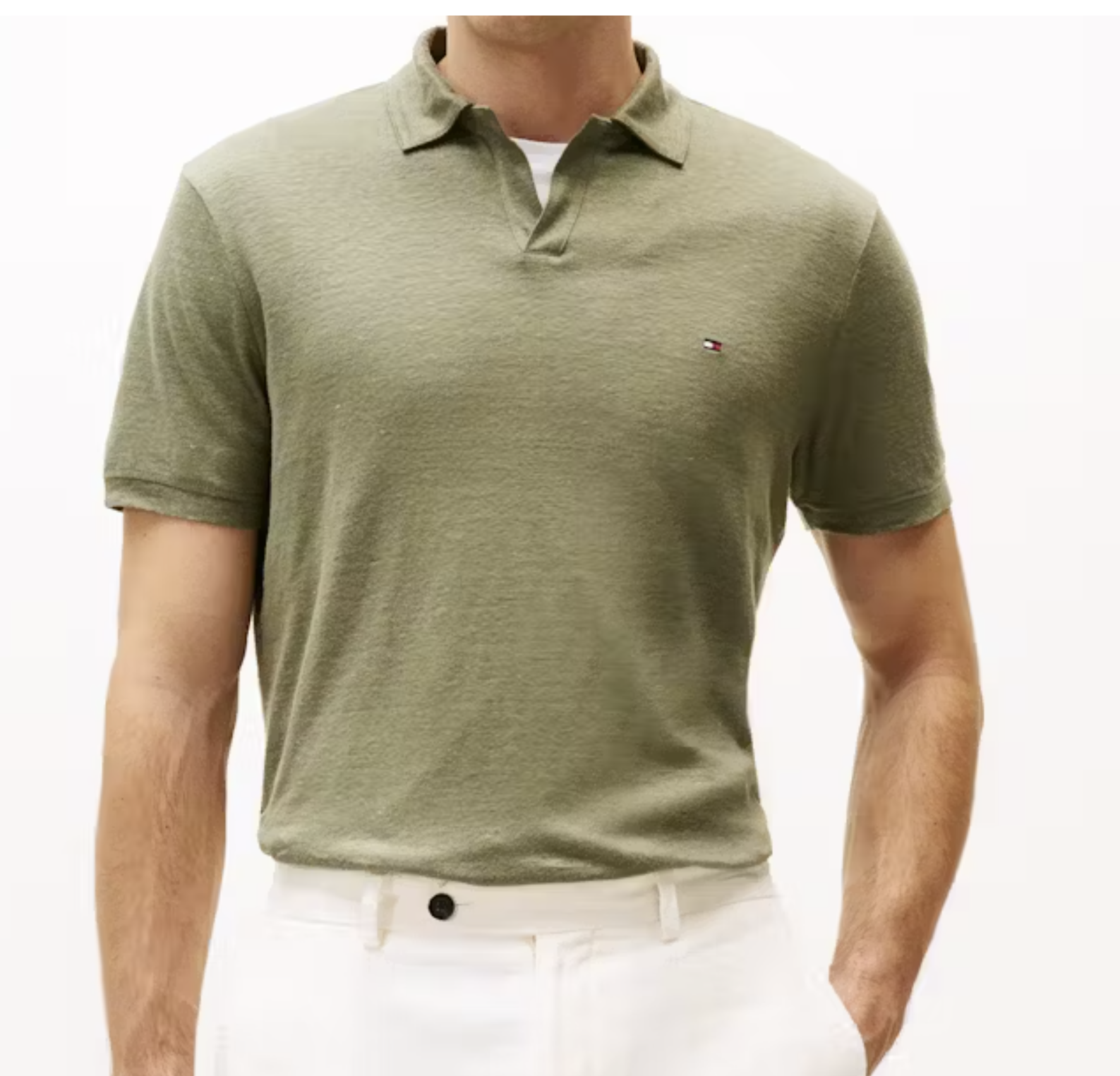Pure Linen Reg Polo BATTLE GREEN