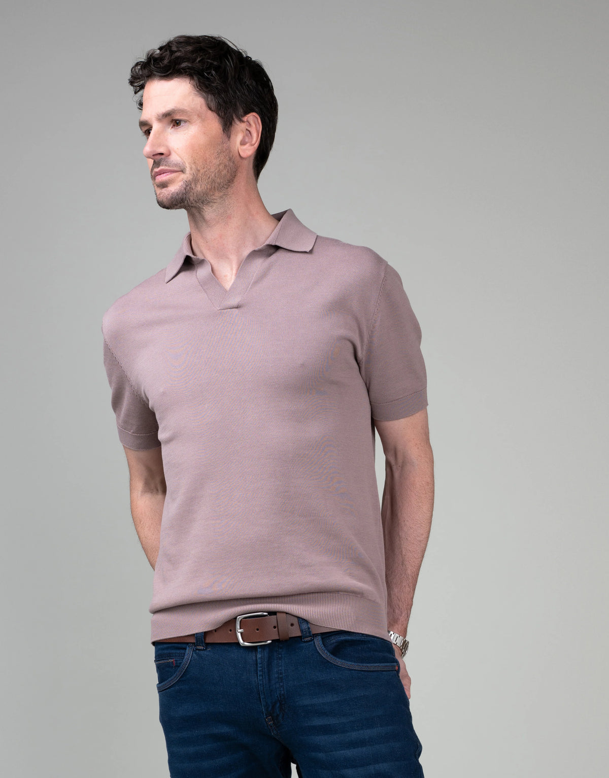 Amalfi Knitted Polo DUSTY ROSE