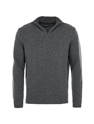 Barbour  Lambswool Half Zip Knitted Jumper Charcoa